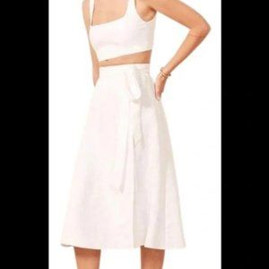 Reformation White Linen Two Piece Set Top Skirt Small